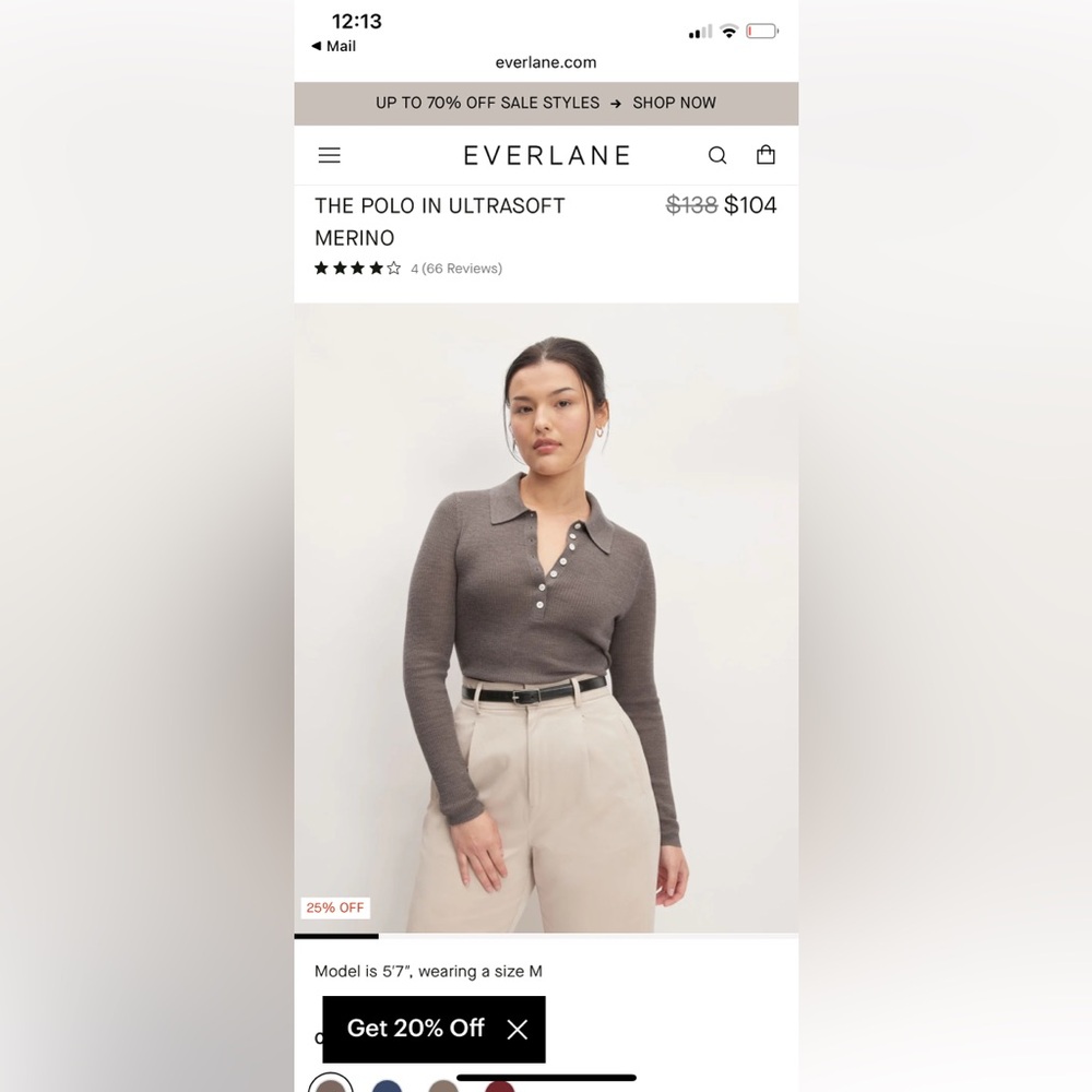 Everlane Women's Heather Cocoa Button Down Polo